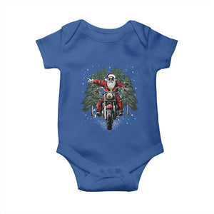 Christmas Motorcycle Baby Onesie Santa Biker Riding Motorcycle TS10 Royal Blue Print Your Wear