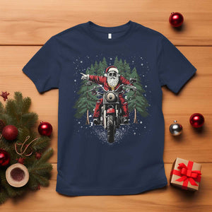 Christmas Motorcycle T Shirt Santa Biker Riding Motorcycle TS10 Navy Print Your Wear