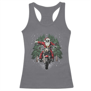 Christmas Motorcycle Racerback Tank Top Santa Biker Riding Motorcycle TS10 Charcoal Print Your Wear