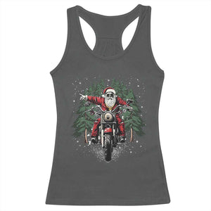 Christmas Motorcycle Racerback Tank Top Santa Biker Riding Motorcycle TS10 Dark Heather Print Your Wear