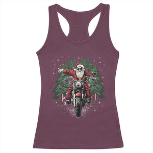 Christmas Motorcycle Racerback Tank Top Santa Biker Riding Motorcycle TS10 Maroon Print Your Wear
