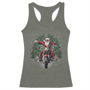 Christmas Motorcycle Racerback Tank Top Santa Biker Riding Motorcycle TS10 Military Green Print Your Wear