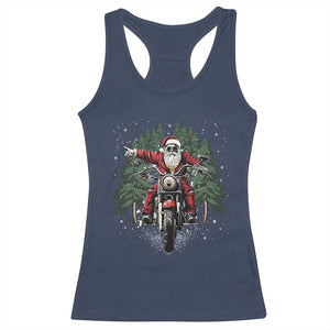 Christmas Motorcycle Racerback Tank Top Santa Biker Riding Motorcycle TS10 Navy Print Your Wear