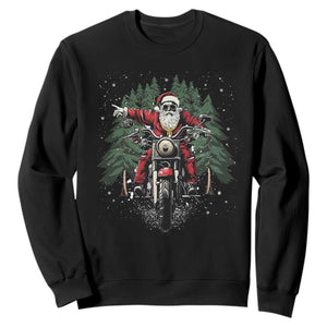 Christmas Motorcycle Sweatshirt Santa Biker Riding Motorcycle TS10 Black Print Your Wear