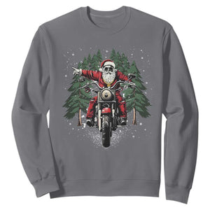Christmas Motorcycle Sweatshirt Santa Biker Riding Motorcycle TS10 Charcoal Print Your Wear