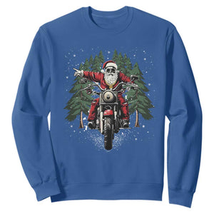 Christmas Motorcycle Sweatshirt Santa Biker Riding Motorcycle TS10 Royal Blue Print Your Wear