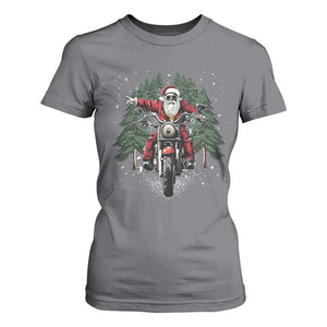 Christmas Motorcycle T Shirt For Women Santa Biker Riding Motorcycle TS10 Charcoal Print Your Wear