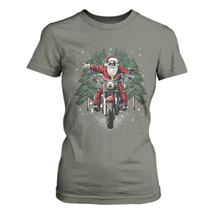 Christmas Motorcycle T Shirt For Women Santa Biker Riding Motorcycle TS10 Military Green Print Your Wear