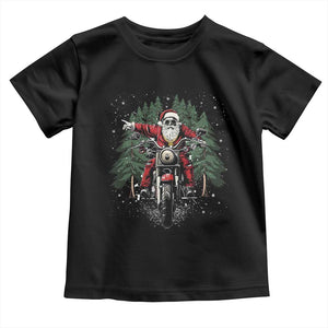 Christmas Motorcycle Toddler T Shirt Santa Biker Riding Motorcycle TS10 Black Print Your Wear