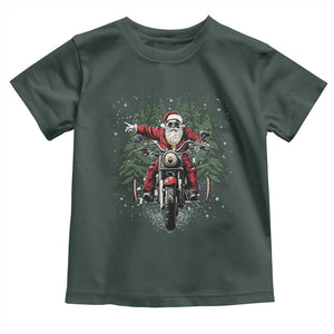 Christmas Motorcycle Toddler T Shirt Santa Biker Riding Motorcycle TS10 Dark Forest Green Print Your Wear