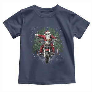 Christmas Motorcycle Toddler T Shirt Santa Biker Riding Motorcycle TS10 Navy Print Your Wear