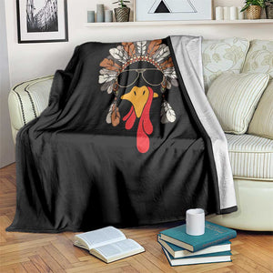 Funny Turkey Face Throw Blanket Family Matching Native Hat Cute Fall Thanksgiving TS10 Print Your Wear