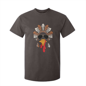 Funny Turkey Face T Shirt For Kid Family Matching Native Hat Cute Fall Thanksgiving TS10 Dark Chocolate Print Your Wear