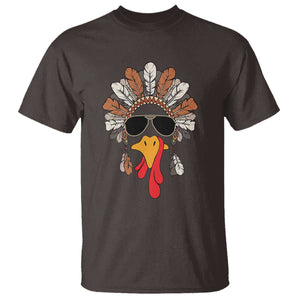 Funny Turkey Face T Shirt Family Matching Native Hat Cute Fall Thanksgiving TS10 Dark Chocolate Print Your Wear