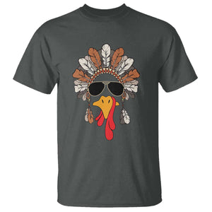 Funny Turkey Face T Shirt Family Matching Native Hat Cute Fall Thanksgiving TS10 Dark Heather Print Your Wear
