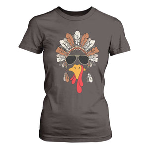 Funny Turkey Face T Shirt For Women Family Matching Native Hat Cute Fall Thanksgiving TS10 Dark Chocolate Print Your Wear
