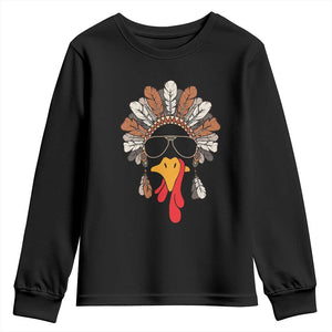Funny Turkey Face Youth Sweatshirt Family Matching Native Hat Cute Fall Thanksgiving TS10 Black Print Your Wear