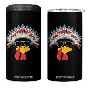 Funny Turkey Face 4 in 1 Can Cooler Tumbler Thanksgiving Family Group Native American Costumes TS10 One Size: 16 oz Black Print Your Wear