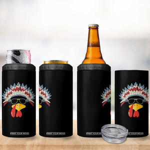 Funny Turkey Face 4 in 1 Can Cooler Tumbler Thanksgiving Family Group Native American Costumes TS10 Print Your Wear