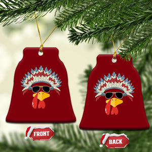 Funny Turkey Face Ceramic Ornament Thanksgiving Family Group Native American Costumes - Print Your Wear