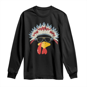 Funny Turkey Face Long Sleeve Shirt Thanksgiving Family Group Native American Costumes - Print Your Wear