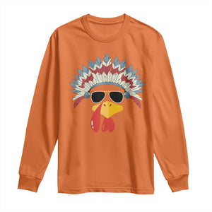 Funny Turkey Face Long Sleeve Shirt Thanksgiving Family Group Native American Costumes - Print Your Wear
