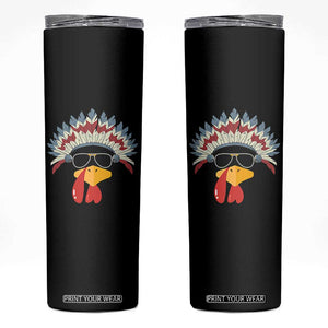 Funny Turkey Face Skinny Tumbler Thanksgiving Family Group Native American Costumes TS10 Black Print Your Wear