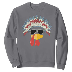 Funny Turkey Face Sweatshirt Thanksgiving Family Group Native American Costumes - Print Your Wear