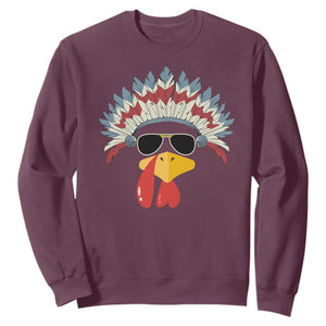 Funny Turkey Face Sweatshirt Thanksgiving Family Group Native American Costumes - Print Your Wear
