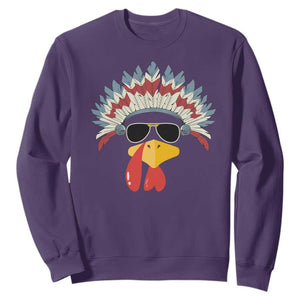 Funny Turkey Face Sweatshirt Thanksgiving Family Group Native American Costumes - Print Your Wear