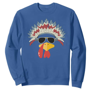 Funny Turkey Face Sweatshirt Thanksgiving Family Group Native American Costumes - Print Your Wear
