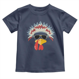 Funny Turkey Face Toddler T Shirt Thanksgiving Family Group Native American Costumes TS10 Navy Print Your Wear