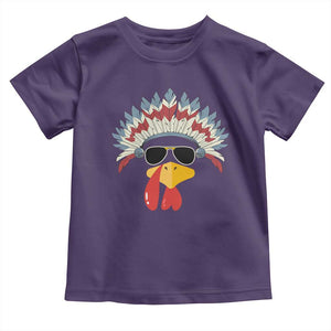 Funny Turkey Face Toddler T Shirt Thanksgiving Family Group Native American Costumes TS10 Purple Print Your Wear