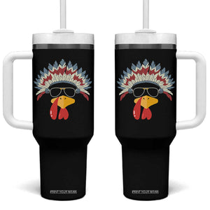 Funny Turkey Face Tumbler With Handle Thanksgiving Family Group Native American Costumes TS10 One Size: 40 oz Black Print Your Wear