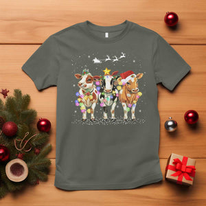 Christmas Cow T Shirt Cow Lover Xmas Gifts TS10 Military Green Print Your Wear