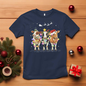 Christmas Cow T Shirt Cow Lover Xmas Gifts TS10 Navy Print Your Wear
