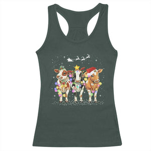 Christmas Cow Racerback Tank Top Cow Lover Xmas Gifts TS10 Dark Forest Green Print Your Wear