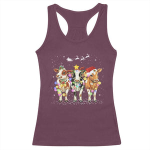 Christmas Cow Racerback Tank Top Cow Lover Xmas Gifts TS10 Maroon Print Your Wear