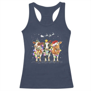 Christmas Cow Racerback Tank Top Cow Lover Xmas Gifts TS10 Navy Print Your Wear