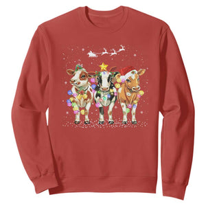 Christmas Cow Sweatshirt Cow Lover Xmas Gifts TS10 Red Print Your Wear