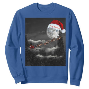 Merry Christmas Sweatshirt Santa To The Moon TS10 Royal Blue Print Your Wear