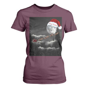 Merry Christmas T Shirt For Women Santa To The Moon TS10 Maroon Print Your Wear