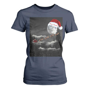 Merry Christmas T Shirt For Women Santa To The Moon TS10 Navy Print Your Wear