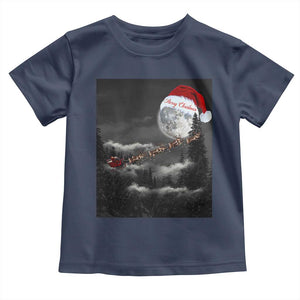 Merry Christmas Toddler T Shirt Santa To The Moon TS10 Navy Print Your Wear