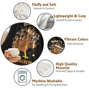 Funny Thanksgiving Throw Blanket Dabbing Gamer Turkey TS10 Print Your Wear