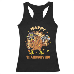 Funny Thanksgiving Racerback Tank Top Dabbing Gamer Turkey TS10 Black Print Your Wear