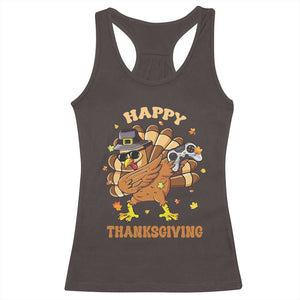 Funny Thanksgiving Racerback Tank Top Dabbing Gamer Turkey TS10 Dark Chocolate Print Your Wear