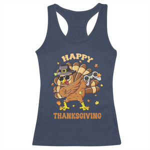 Funny Thanksgiving Racerback Tank Top Dabbing Gamer Turkey TS10 Navy Print Your Wear