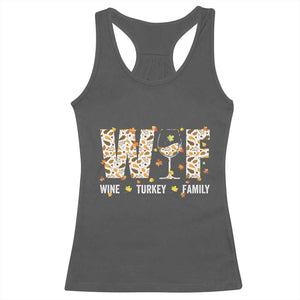 Funny Thanksgiving Racerback Tank Top WTF Wine Turkey Family Family Dinner TS10 Dark Heather Print Your Wear