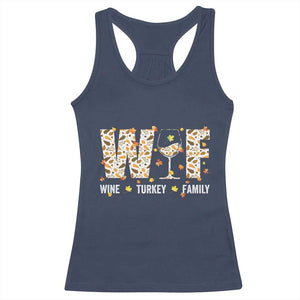 Funny Thanksgiving Racerback Tank Top WTF Wine Turkey Family Family Dinner TS10 Navy Print Your Wear